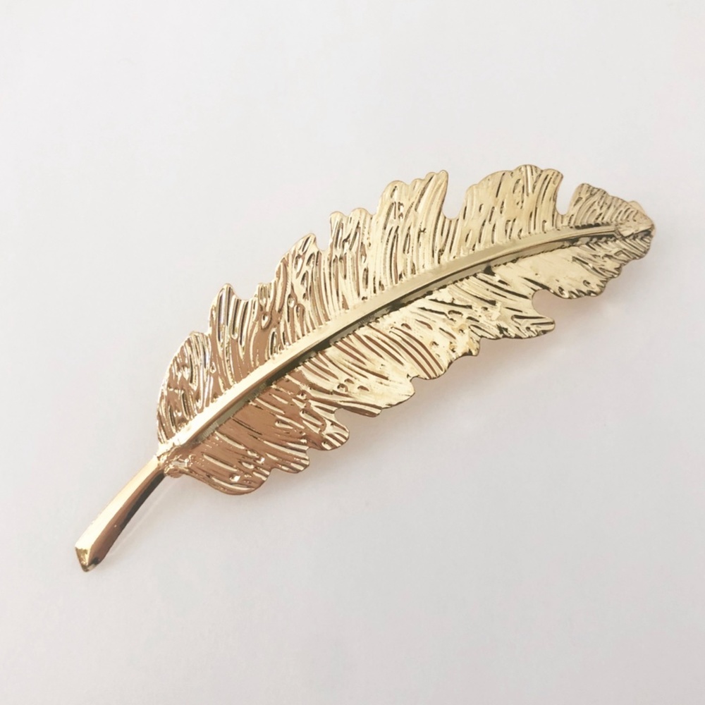 2/$15 Gold Tone Feather Hair Clip Hairpin NEW - Picture 3 of 4